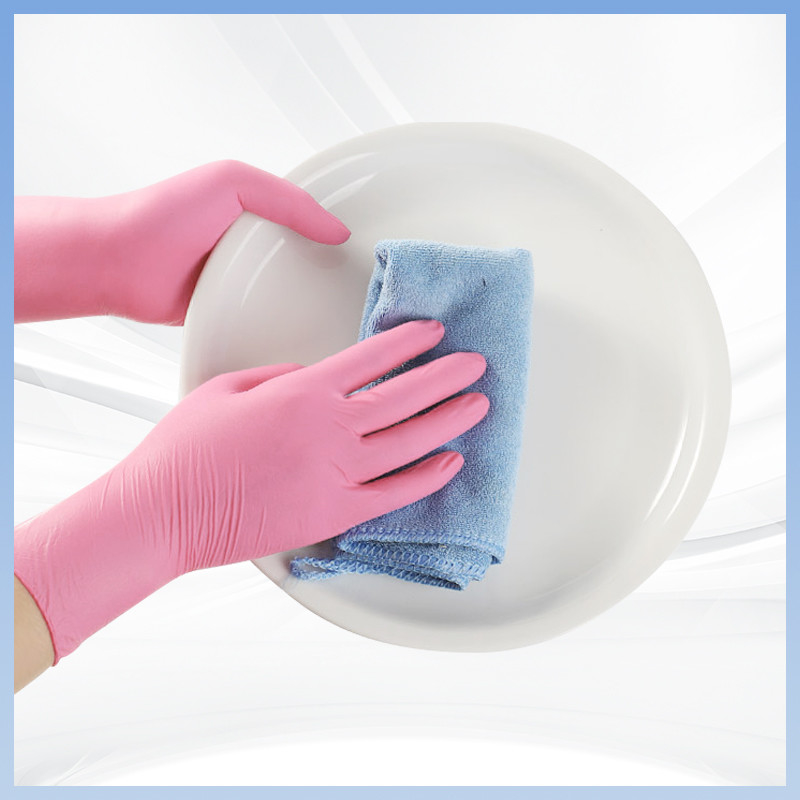 Gants de nitrile prix 9 pouces Gants de nitrile jetables rose poudre gratuite Pour un seul usage 100pcs / boîte