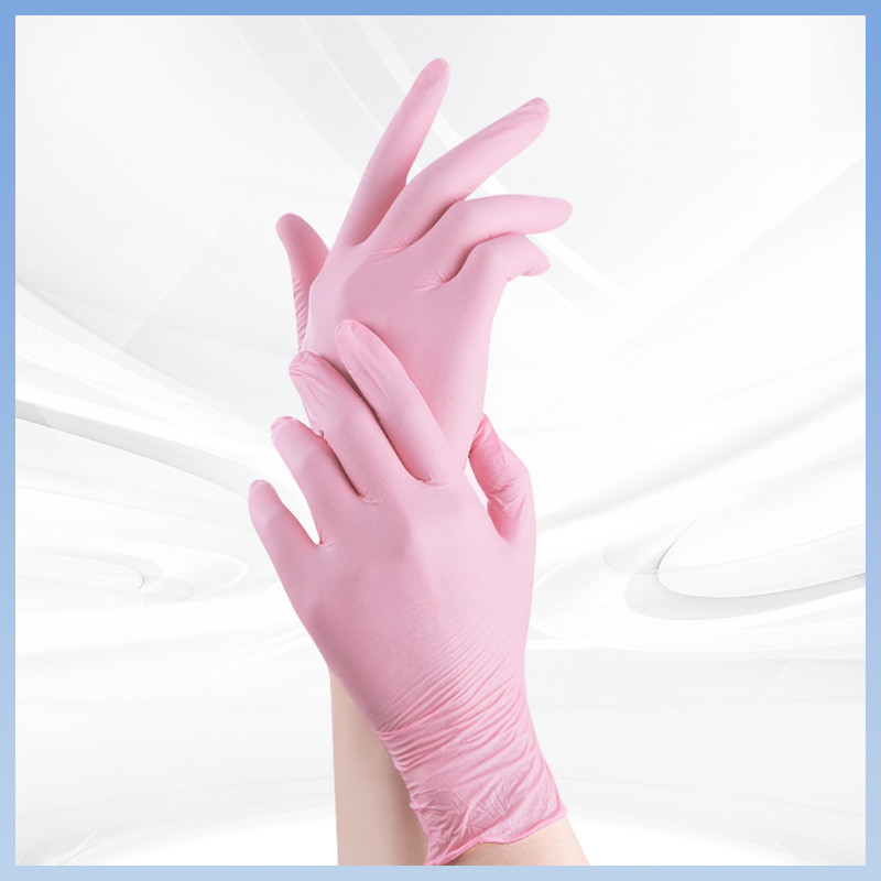 Gants de nitrile prix 9 pouces Gants de nitrile jetables rose poudre gratuite Pour un seul usage 100pcs / boîte