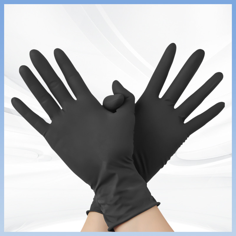 Gants d'examen en latex noir Gants jetables sans poudre de latex pour le nettoyage de la cuisine médicale