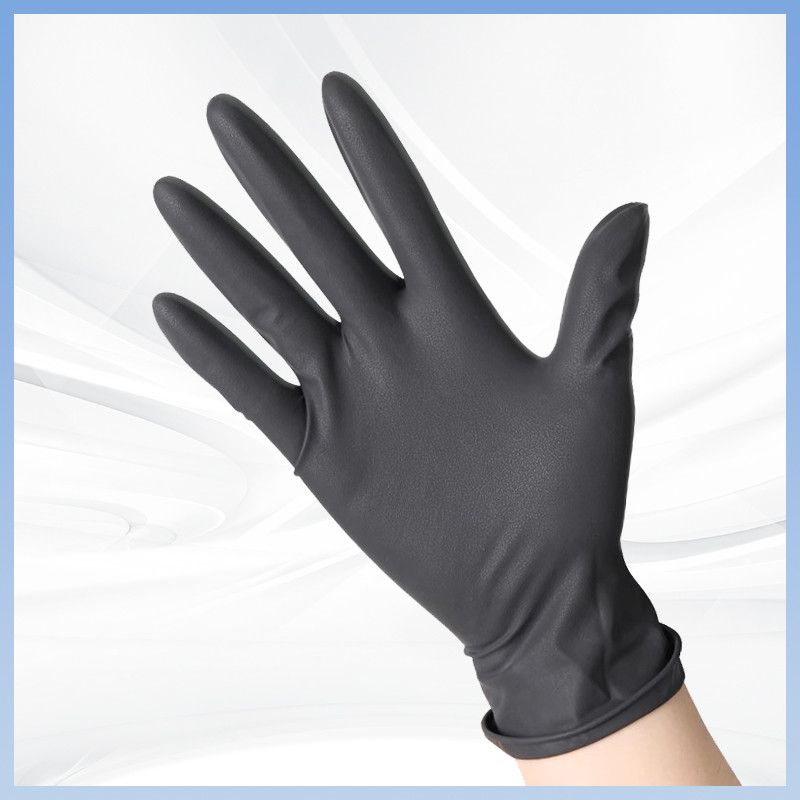 Gants d'examen en latex noir Gants jetables sans poudre de latex pour le nettoyage de la cuisine médicale