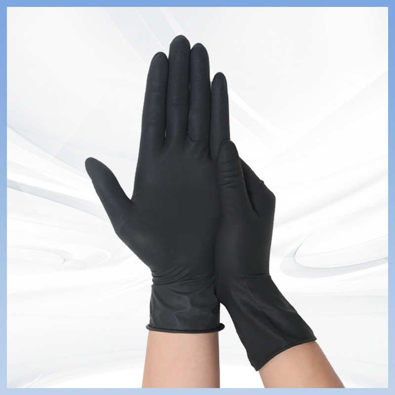 Gants d'examen en latex noir Gants jetables sans poudre de latex pour le nettoyage de la cuisine médicale