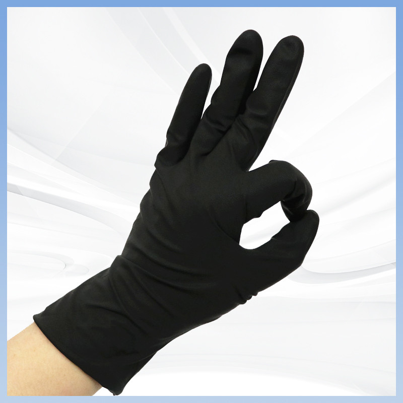Logo personnalisable Gants en latex noir sans poudre Gants en latex jetables pour la personnalisation des emballages alimentaires