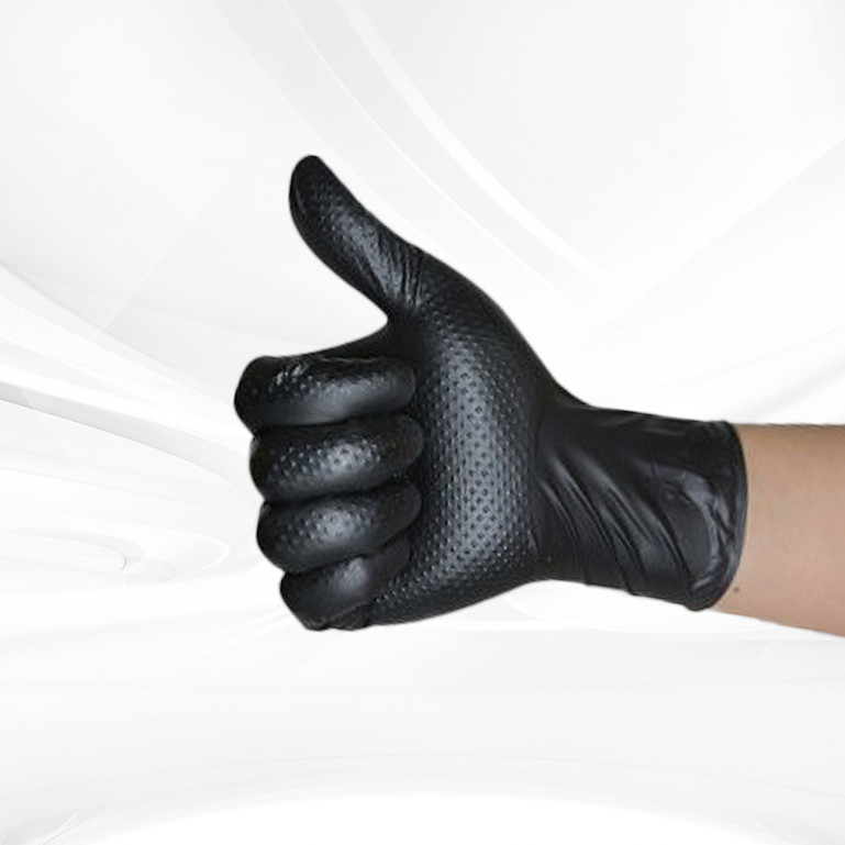 Gants de nitrile texturés en orange noir diamanté poussière libre épaisseur de travail de défense quotidienne gants de nitrile jetables