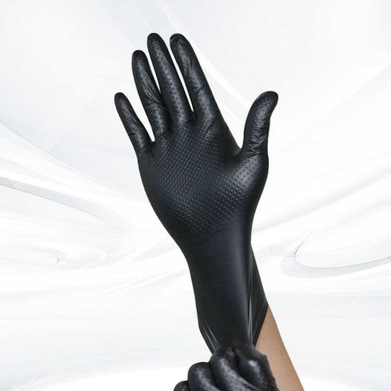 Gants de nitrile texturés en orange noir diamanté poussière libre épaisseur de travail de défense quotidienne gants de nitrile jetables