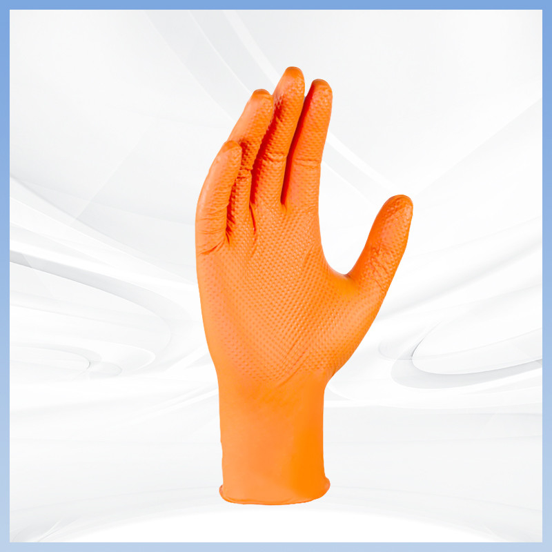 Des gants à nitrile jetables à motif orange épaissis sans poudre pour le travail de protection quotidienne