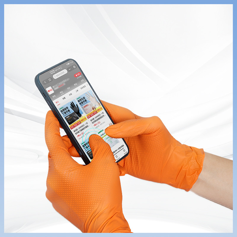 Gants à nitrile jetables épaisés antidérapants Gants de sécurité Travaux de construction Gants à nitrile texturés diamantés