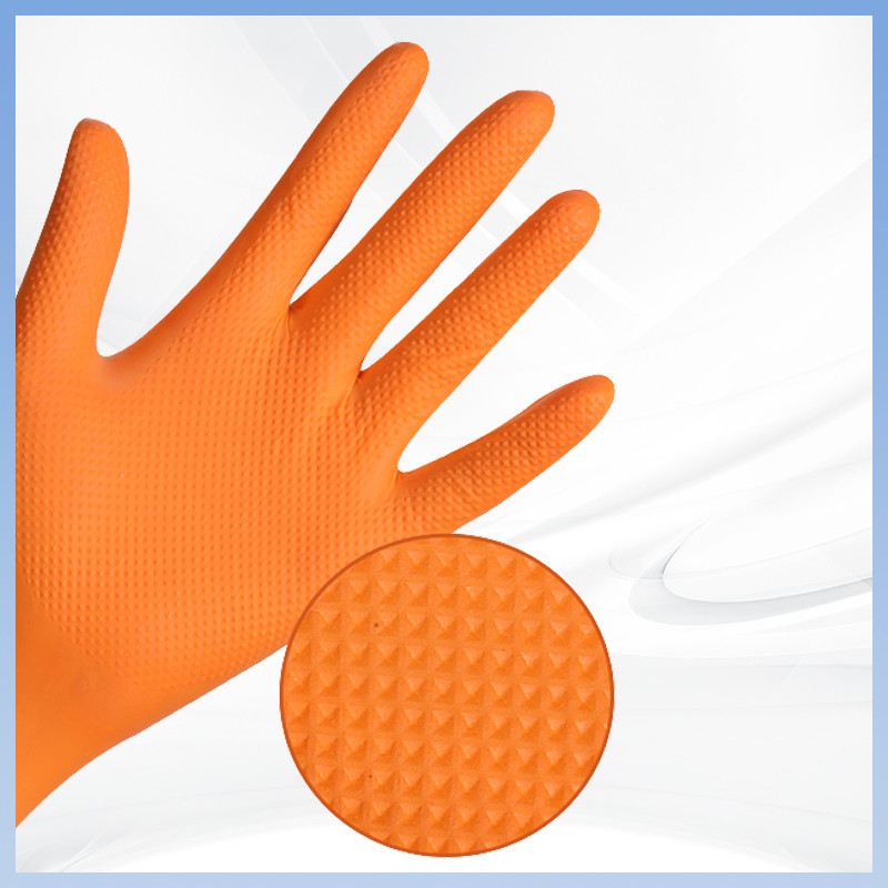 Gants à nitrile jetables épaisés antidérapants Gants de sécurité Travaux de construction Gants à nitrile texturés diamantés