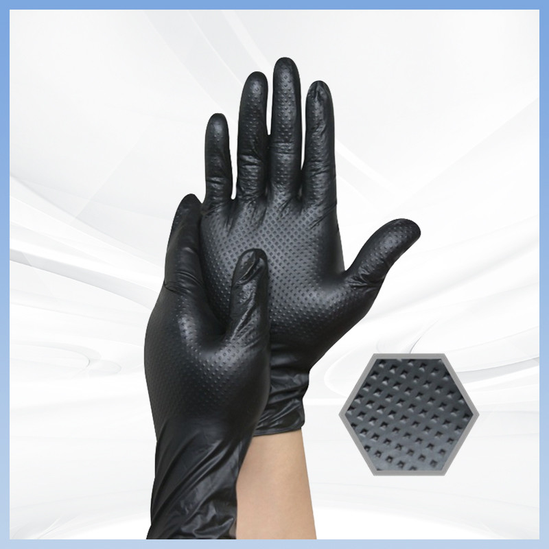 Gants de sécurité Travaux de construction Gants de nitrile texturés au diamant Gants de sécurité en caoutchouc antidérapant épaissis Gants à nitrile jetables