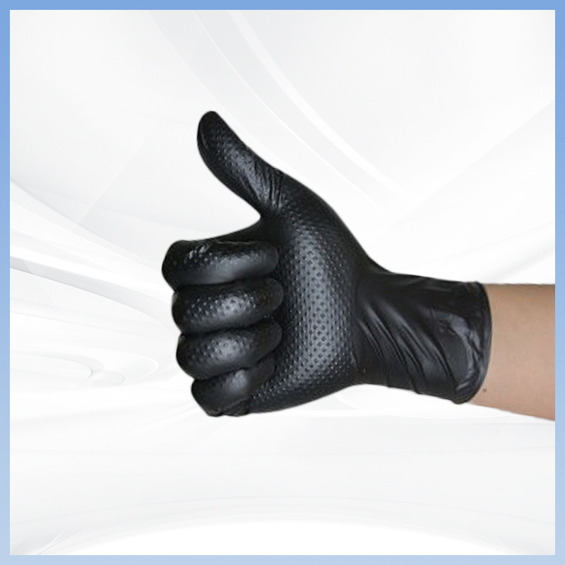 Des gants à base de nitrile jetables sans poudre épaissis en noir pour le travail de protection quotidienne