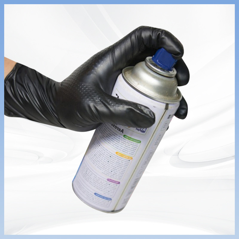 Des gants à base de nitrile jetables sans poudre épaissis en noir pour le travail de protection quotidienne