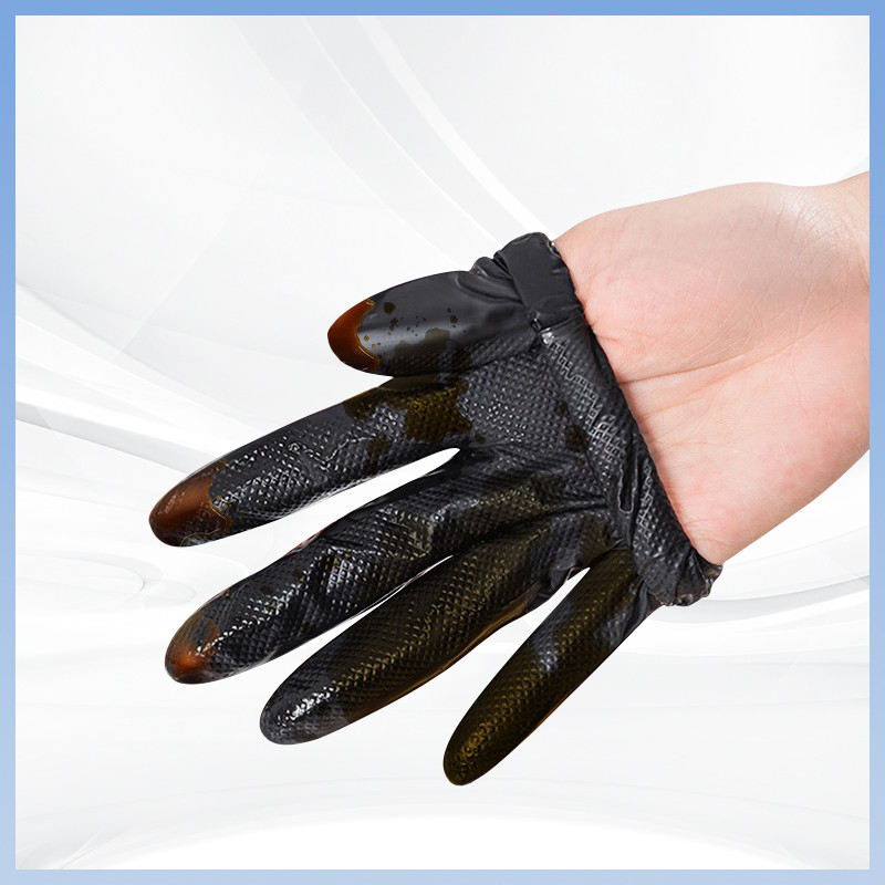 Gants en nitrile jetables noirs à motifs diamantés